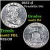 Image 1 : 1957-d Franklin Half Dollar 50c Grades Select Unc FBL