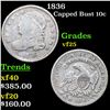Image 1 : 1836 Capped Bust Dime 10c Grades vf+