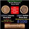 Image 1 : Mixed small cents 1c orig shotgun roll, 1916-d Wheat Cent, 1890 Indian Cent other end, Brandt Wrappe