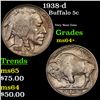 Image 1 : 1938-d Buffalo Nickel 5c Grades Choice+ Unc