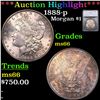 Image 1 : ***Auction Highlight*** 1888-p Morgan Dollar Colorfully Toned $1 Graded ms66 By SEGS (fc)