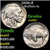 Image 1 : 1938-d Buffalo Nickel 5c Grades GEM++ Unc