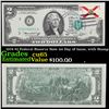 Image 1 : 1976 $2 Federal Reserve Note 1st Day of Issue, with Stamp Grades Gem CU
