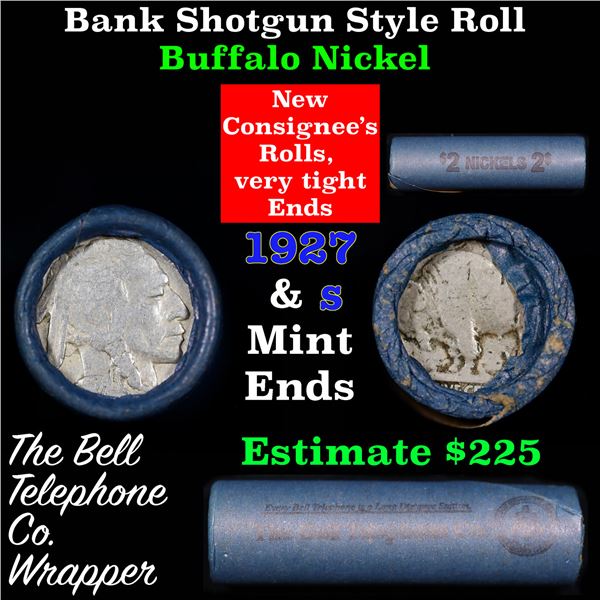 Buffalo Nickel Shotgun Roll in Old Bank Style 'Bell Telephone'  Wrapper 1927 & s Mint Ends