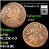 Image 1 : 1787 Connct Mail Bust Left, CONNECT Colonial Cent Miller 15-F 1c Graded vf25 By SEGS