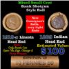 Image 1 : Mixed small cents 1c orig shotgun roll, 1919-s Wheat Cent, 1889 Indian Cent other end, Brandt Wrappe
