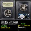 Image 1 : Proof 1992-S Olympic Modern Commem Half Dollar 50c Graded GEM++ Proof Deep Cameo BY USCG