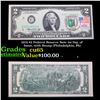 Image 1 : 1976 $2 Federal Reserve Note 1st Day of Issue, with Stamp (Philadelphia, PA) Grades Gem CU