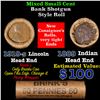 Image 1 : Mixed small cents 1c orig shotgun roll, 1919-s Wheat Cent, 1889 Indian Cent other end, Brandt Wrappe