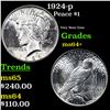Image 1 : 1924-p Peace Dollar $1 Grades Choice+ Unc