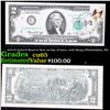 Image 1 : 1976 $2 Federal Reserve Note 1st Day of Issue, with Stamp (Philadelphia, PA) Grades Gem CU