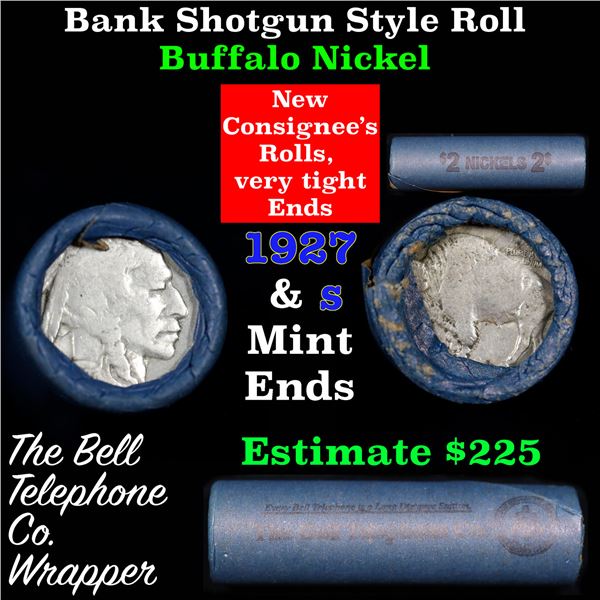 Buffalo Nickel Shotgun Roll in Old Bank Style 'Bell Telephone'  Wrapper 1927 & s Mint Ends
