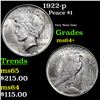 Image 1 : 1922-p Peace Dollar $1 Grades Choice+ Unc