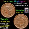Image 1 : ***Auction Highlight*** 1857 Small Date Braided Hair Large Cent 1c Graded ms62 bn By SEGS (fc)
