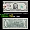 Image 1 : 1976 $2 Federal Reserve Note 1st Day of Issue, with Stamp Grades Gem CU