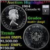 Image 1 : ***Auction Highlight*** 1964 Canada Dollar $1 Graded ms67+ dmpl By SEGS (fc)