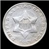 Image 2 : 1853 Three Cent Silver 3cs Grades Choice AU/BU Slider+