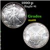 Image 1 : 1990-p Silver Eagle Dollar $1 Grades GEM+++ Unc