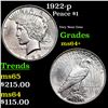 Image 1 : 1922-p Peace Dollar $1 Grades Choice+ Unc