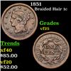 1851 Braided Hair Large Cent 1c Grades vf+