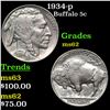 Image 1 : 1934-p Buffalo Nickel 5c Grades Select Unc