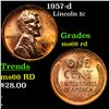 Image 1 : 1957-d Lincoln Cent 1c Grades GEM+ Unc RD