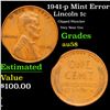 Image 1 : 1941-p Lincoln Cent Mint Error 1c Grades Choice AU/BU Slider