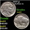 Image 1 : 1937-p Buffalo Nickel 5c Grades Select Unc
