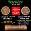 Image 1 : Mixed small cents 1c orig shotgun roll, 1917-s Wheat Cent, 1889 Indian Cent other end, Brinks Wrappe