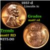 Image 1 : 1957-d Lincoln Cent 1c Grades GEM++ Unc RD