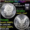 Image 1 : ***Auction Highlight*** 1880-s Morgan Dollar $1 Graded ms64+ dmpl BY SEGS (fc)