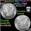 ***Auction Highlight*** 1878-p 7/8tf Morgan Dollar $1 Graded ms64 pl BY SEGS (fc)