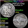 ***Auction Highlight*** 1937-d 3 leg Buffalo Nickel 5c Graded xf40 BY SEGS (fc)