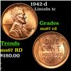 1942-d Lincoln Cent 1c Grades GEM++ Unc RD