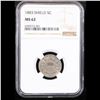 Image 2 : NGC 1883 Shield Nickel 5c Graded ms62 By NGC
