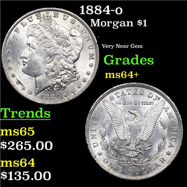 1884-o Morgan Dollar $1 Grades Choice+ Unc