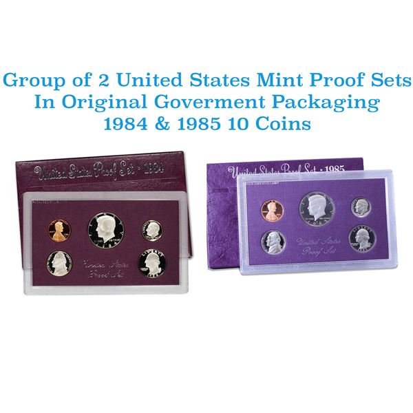 Group of 2 United States Mint Proof Sets 1984-1985 10 coins