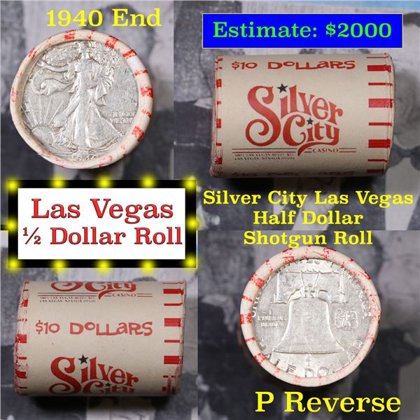 ***Auction Highlight*** Old Casino 50c Roll $10 Halves Las Vegas Casino Silver City 1940 Walker & P 