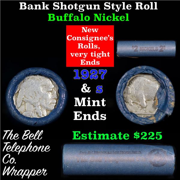 Buffalo Nickel Shotgun Roll in Old Bank Style 'Bell Telephone'  Wrapper 1927 & s Mint Ends