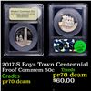 Image 1 : Proof 2017-S Boys Town Centennial Modern Commem Half Dollar 50c Graded GEM++ Proof Deep Cameo BY USC