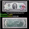 Image 1 : 1976 $2 Federal Reserve Note 1st Day of Issue, with Stamp (Philadelphia, PA) Grades Gem CU
