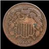 Image 2 : 1864 Large Motto Two Cent Piece 2c Grades f, fine