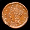 Image 2 : 1857 Sm Date Braided Hair Large Cent 1c Grades AU, Almost Unc