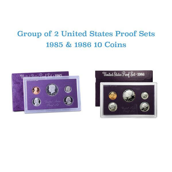 Group of 2 United States Mint Proof Sets 1985-1986 10 coins