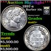 Image 1 : ***Auction Highlight*** 1897-s Barber Dime 10c Graded GEM+ Unc By USCG (fc)