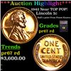 Image 1 : Proof ***Auction Highlight*** 1942 Lincoln Cent Near TOP POP! 1c Graded pr67 rd By SEGS (fc)