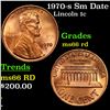 Image 1 : 1970-s Sm Date Lincoln Cent 1c Grades GEM+ Unc RD