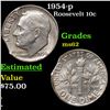 Image 1 : 1954-p Roosevelt Dime Mint Error Clipped Planchet 10c Grades Select Unc