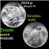 Image 1 : 1924-p Peace Dollar $1 Grades Choice Unc