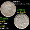 1868-s Seated Liberty Half Dime 1/2 10c Grades AU Details